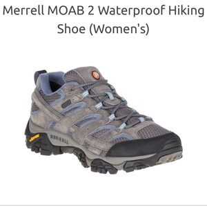 Merrell Moab 2 Womens Waterproof Hiking Trail Shoes Lace Up Gray/Blue Size 10